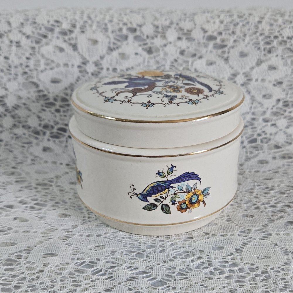 Sadler England Vintage Bird & Floral Trinket Jar Ceramic Dish